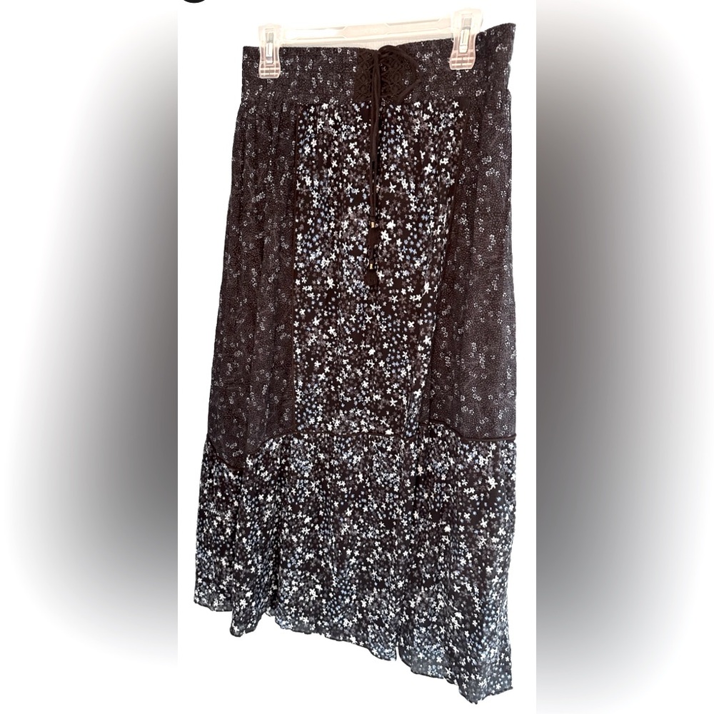 Wrap London Blue Floral Print 100% Fine Cotton Maxi Skirt Women’s Sz US6/UK10